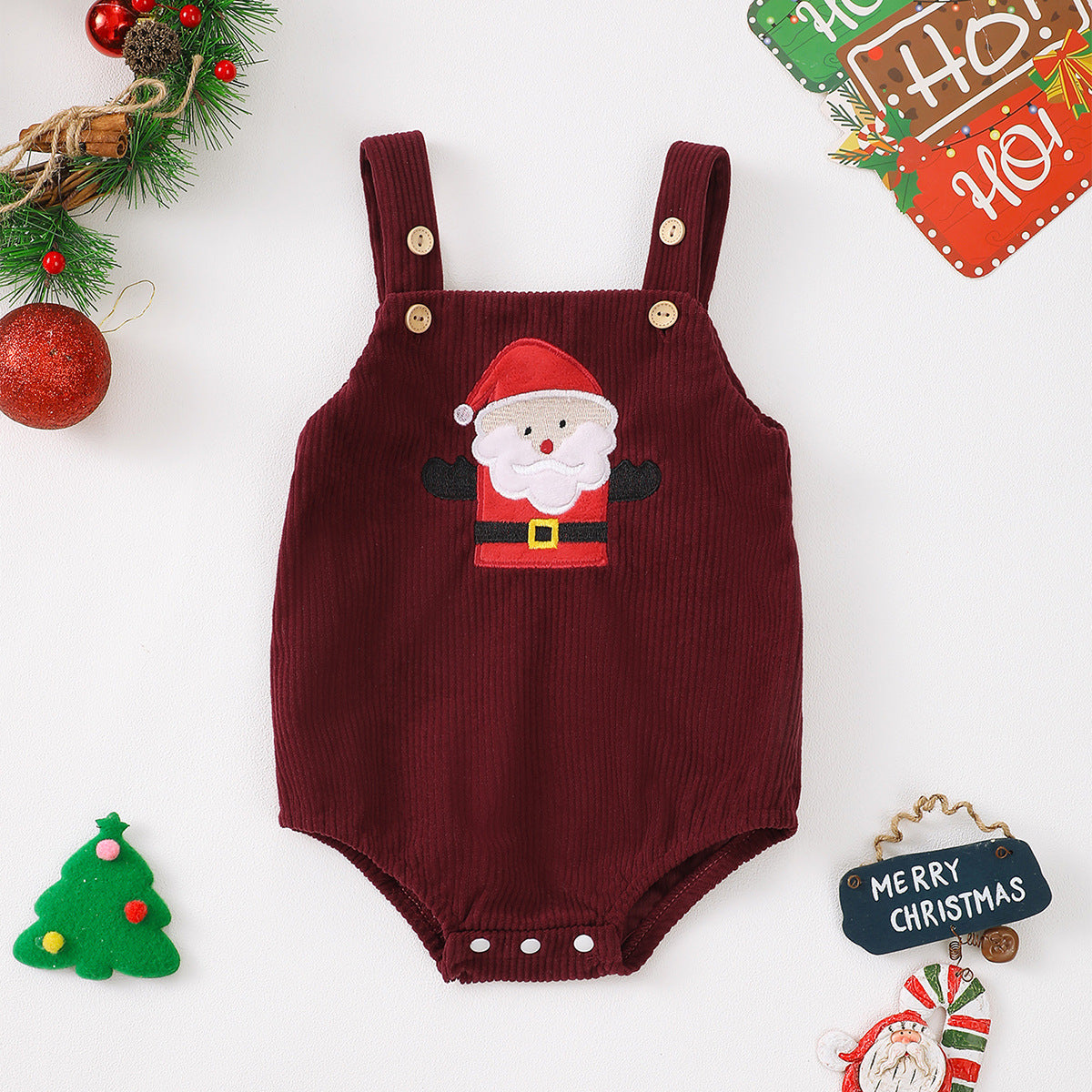 Baby Christmas Sleeveless Jumpsuit, Christmas Baby Gift, Cute Xmas Vibe Jumpsuit