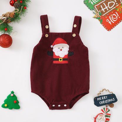 Baby Jumpsuit Newborn Christmas Clothing, Cute Sleeveless Deer Santa and Christmas Tree Jumpsuit