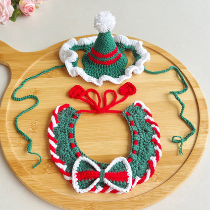 Christmas Pet Neck Warmers, Cat Outfits, Knitted Dog Christmas Hats, Knitted Santa Scarves, and Accessories