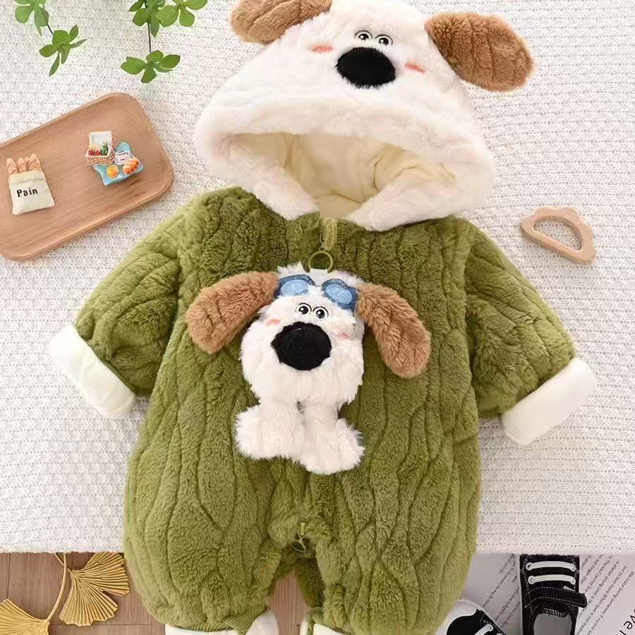 Cozy Baby Fleece Jumpsuit – Cute Animal Hooded Romper for Newborns & Toddlers