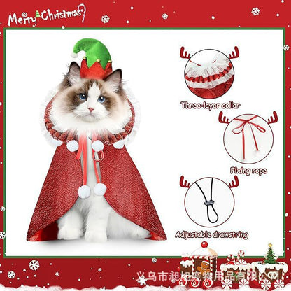 Pet Christmas Hat and Cape, Custome Christmas Pet, Funny Christmas Set for Pet, Pet Lover Christmas Gift