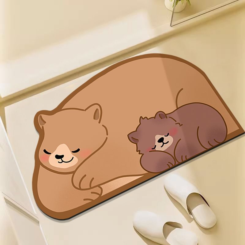 3D Diatom Mud Cat Doormat, Cute Kitten Door Mat, Funny Animal Entrance Rug for Bathroom Bedroom & Front Door