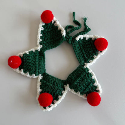 Christmas Cat Scarf, Dog Scarf, Saliva Towel, Small Size Dogs Pet Wool Collar, Hand-Knitted Accessories