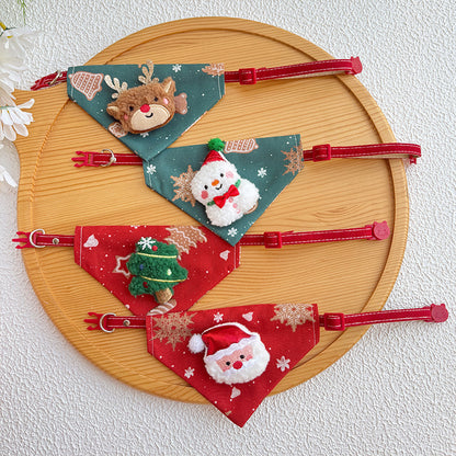Christmas New Pet Triangle Scarf Collar Cute Cat Christmas Accessories Dog Collar Red Elk