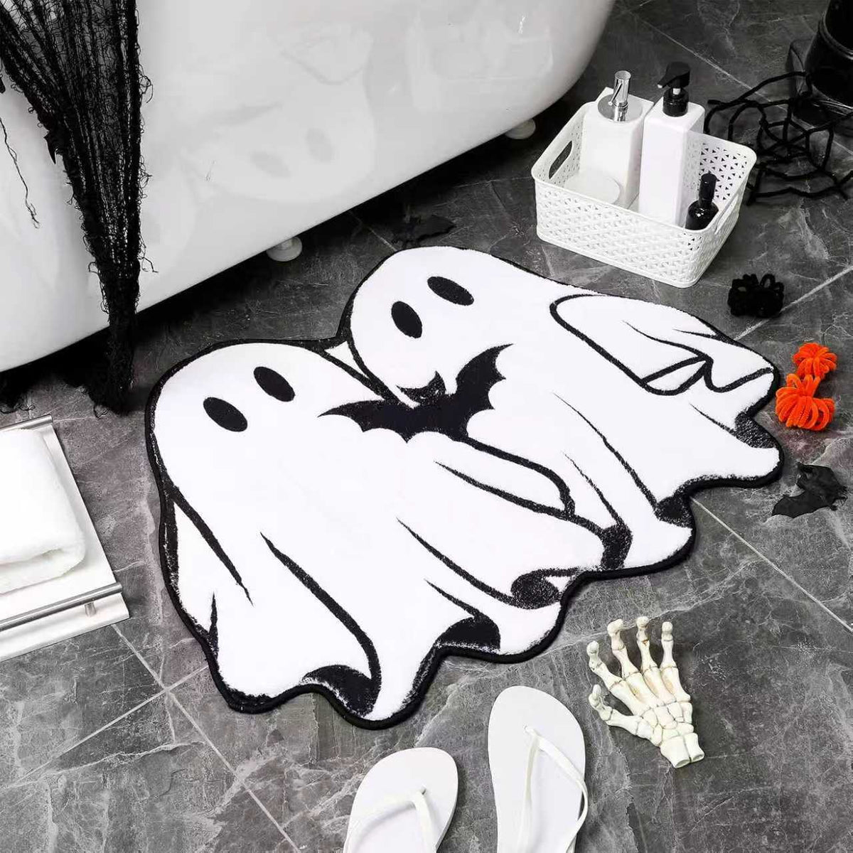 Halloween Alien-Shaped Faux Cashmere Floor Mat, Happy Halloween Funny Gift Home Decor