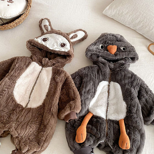 Toddler Fleece Jumpsuit – Cute Hooded Baby Romper for Boys & Girls