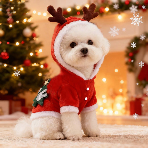 Pet Puppy Christmas Series Fleece Autumn and Winter Warm Clothes Bichon Teddy Pomeranian Cat Winter