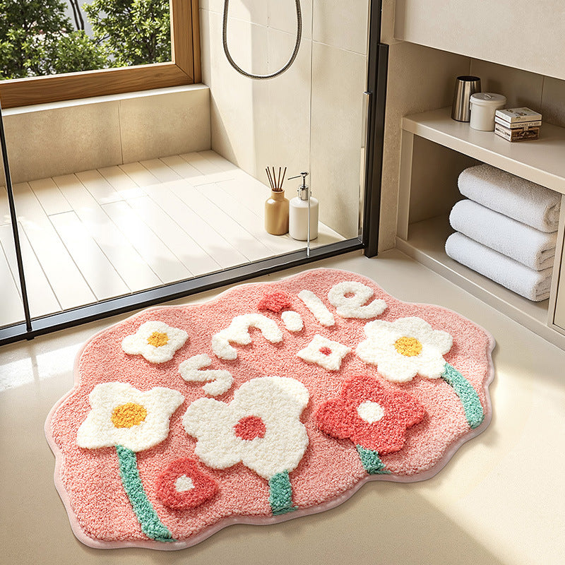 Cute Bathroom Non-Slip Mat, Funny Shaped Velvet Foot Mat, Home Bathtub Mat Home Decor