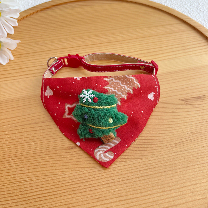 Christmas New Pet Triangle Scarf Collar Cute Cat Christmas Accessories Dog Collar Red Elk