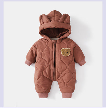 Little Bear Baby Jumpsuit – Adorable Hooded Fleece Romper for Newborns & Toddlers