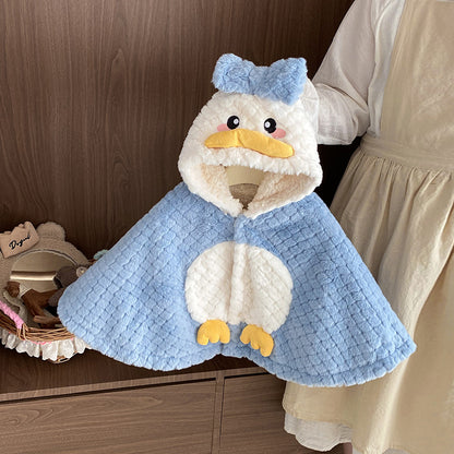 Cute Duck Baby Fleece Hooded Cloak – Cute Cozy One-Piece Romper
