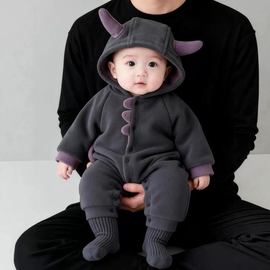 Soft Baby Rabbit Romper – Warm Hooded One-Piece Jumpsuit for Little Ones