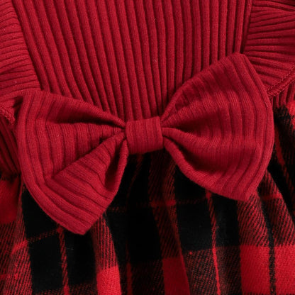 Baby Jumpsuit Spring and Autumn Red Long Sleeve Plaid Bag Fart Skirt Baby Girl Christmas Clothes