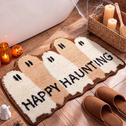 Halloween Alien-Shaped Faux Cashmere Floor Mat, Happy Halloween Funny Gift Home Decor