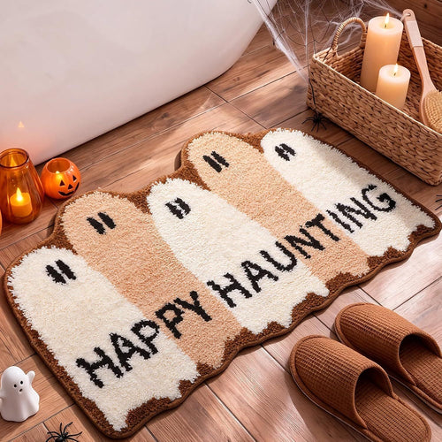 Halloween Alien-Shaped Faux Cashmere Floor Mat, Happy Halloween Funny Gift Home Decor