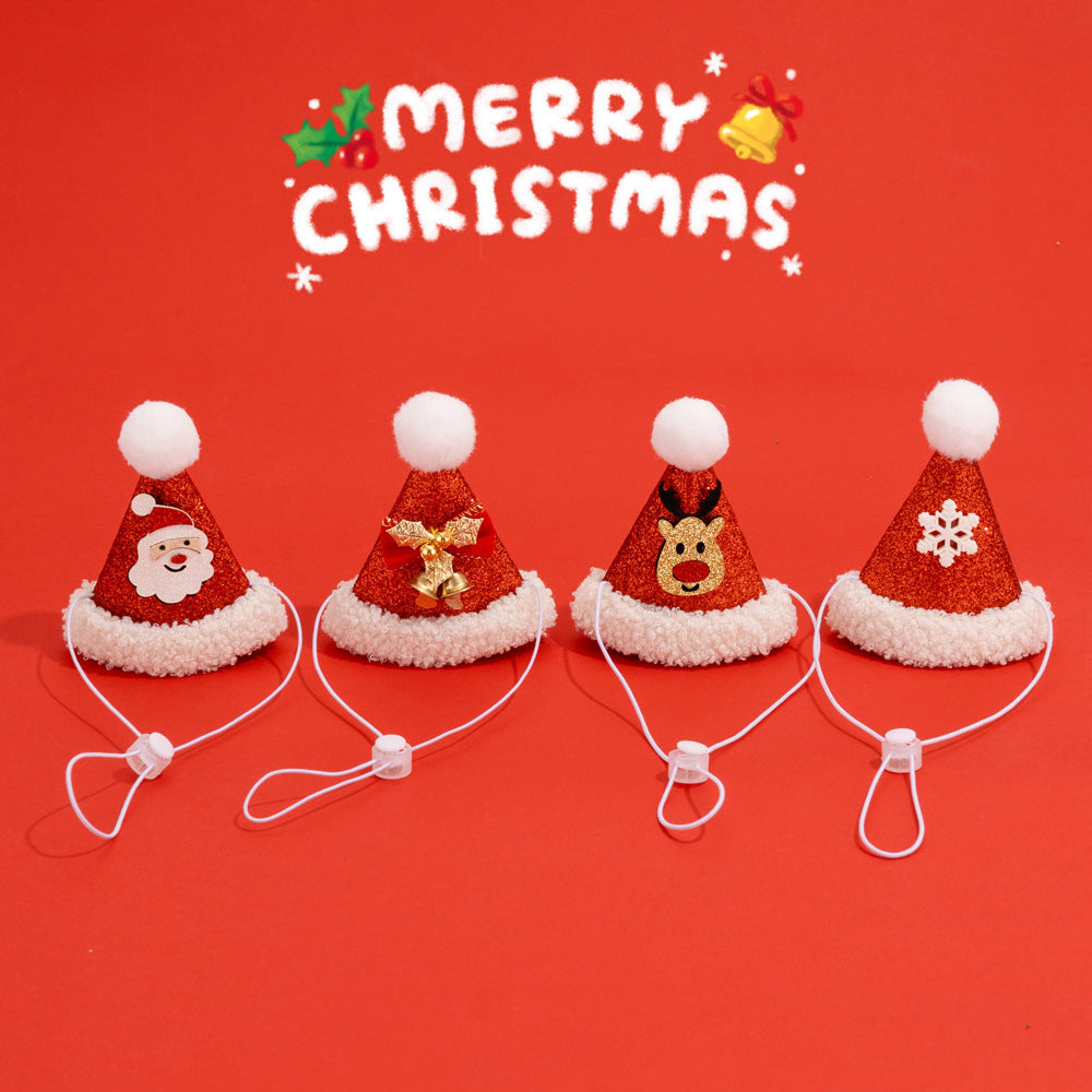 Pet Christmas suit Cat Scarf Headwear Scarf Medium and Small Dog Knitted Wool Hanging Hair Ball Elk