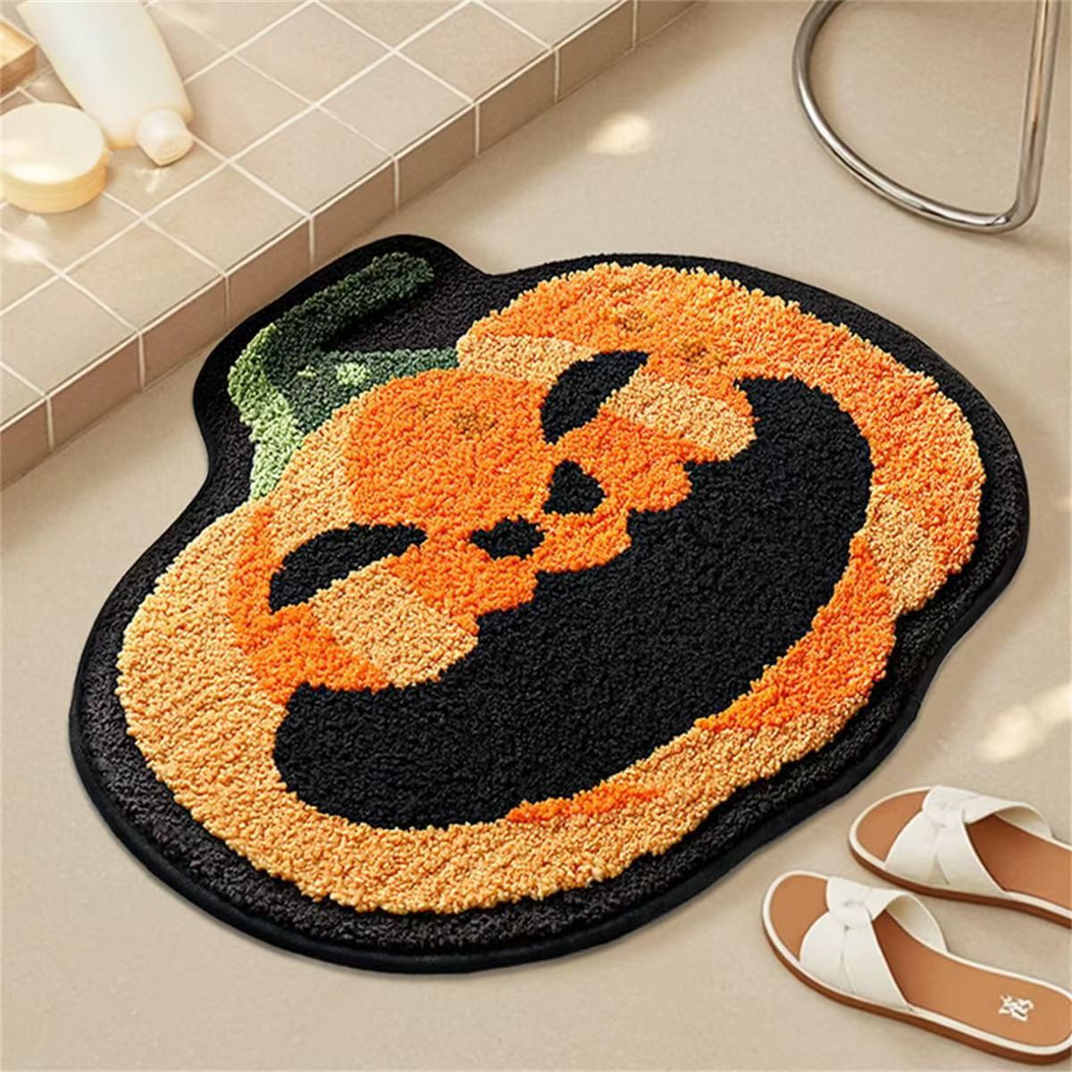 Halloween Alien-Shaped Faux Cashmere Floor Mat, Happy Halloween Funny Gift Home Decor