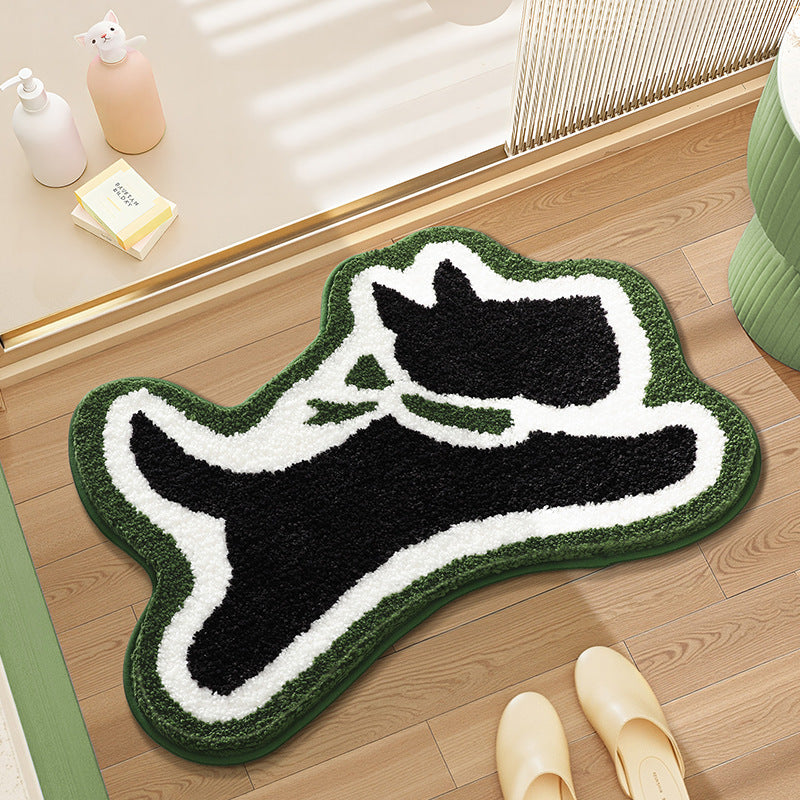 Cute Bathroom Non-Slip Mat, Funny Shaped Velvet Foot Mat, Home Bathtub Mat Home Decor