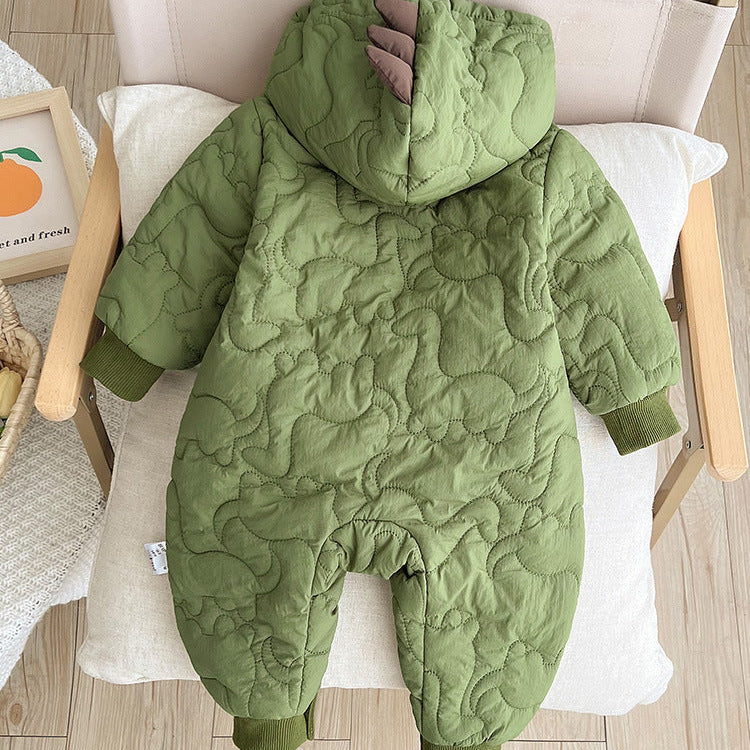 Cute Cotton Baby Jumpsuit – Soft Plush Hooded Romper for Newborns & Toddlers