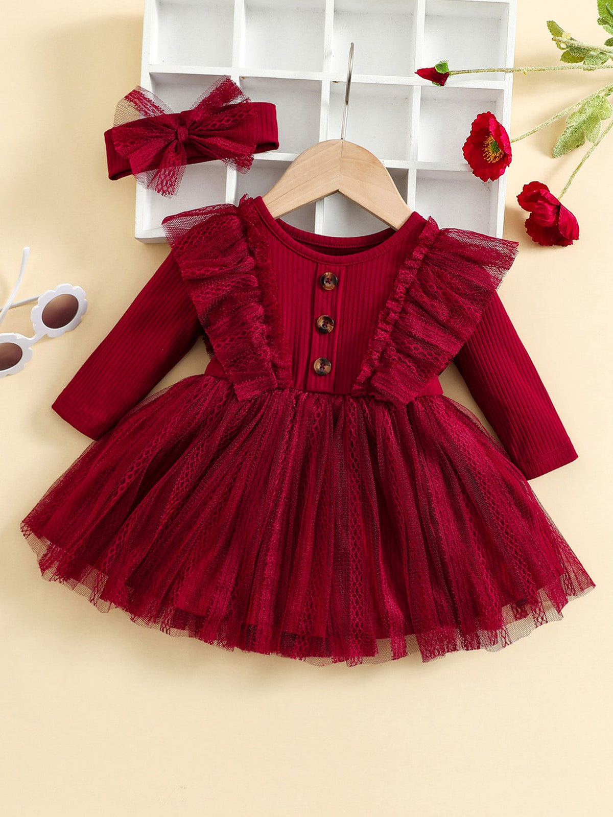 Baby Girl Spring and Autumn Dress Children's Clothing Spring Popular Style Baby Mesh Dress Infant Long-Sleeved Princess Dress