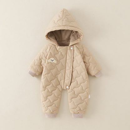 Little One Cozy Fleece Jumpsuit – Cute Animal Hooded Baby Romper 0–3 Years