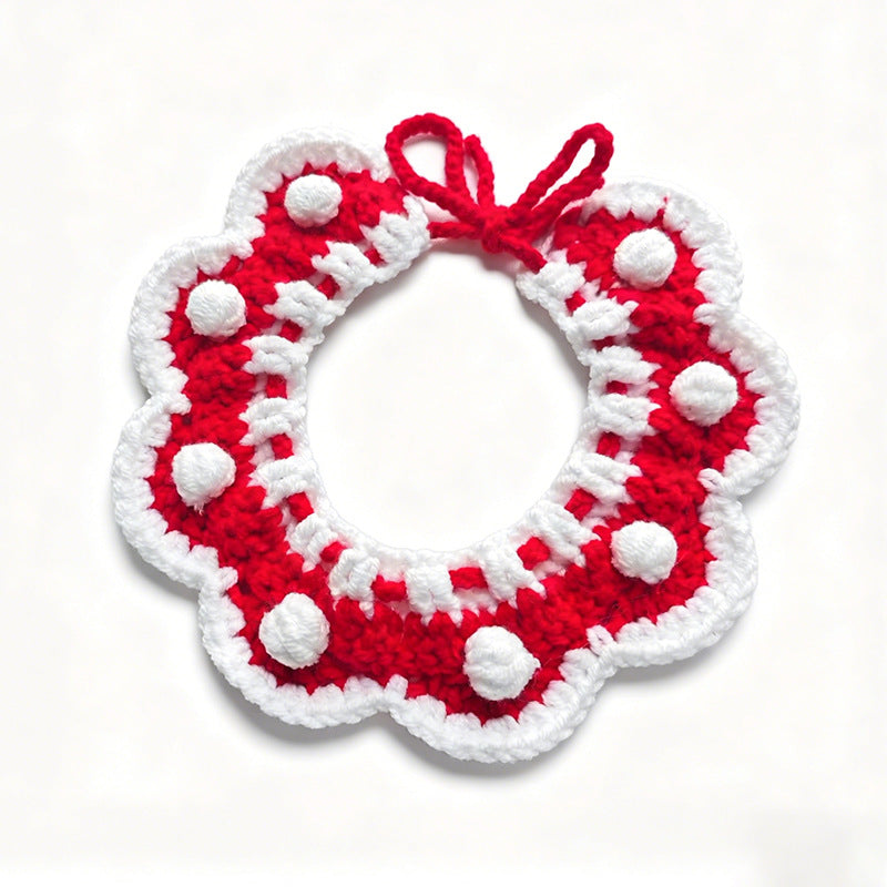 Cat Neck Scarf, Dog Bib, Christmas Knitted Pet Accessories, Collar, Yarn Bow Tie, Dog Drool Bib