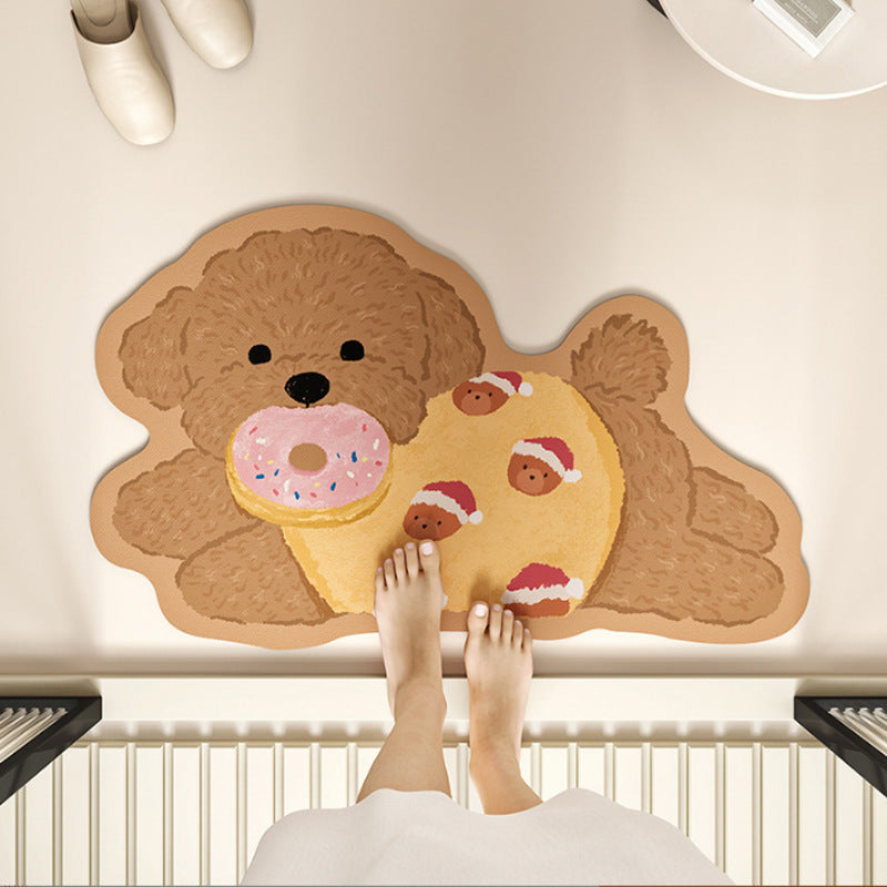 Funny 3D Dog Door Mat, Realistic Puppy Doormat, Cute Animal Rug for Entryway Bedroom & Bathroom