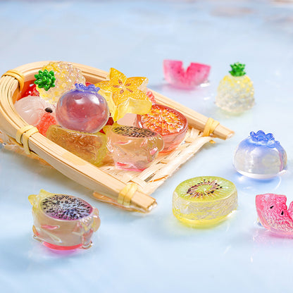 Miniature Landscape Creative Simulation Pineapple and Peach Food Toys Cute Figurines DIY Decorations Blind Bag Accessories Desktop Small Ornaments