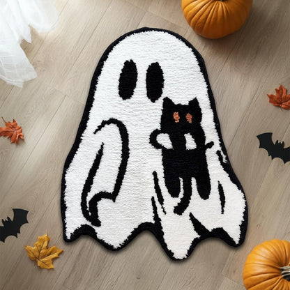 Halloween Alien-Shaped Faux Cashmere Floor Mat, Happy Halloween Funny Gift Home Decor