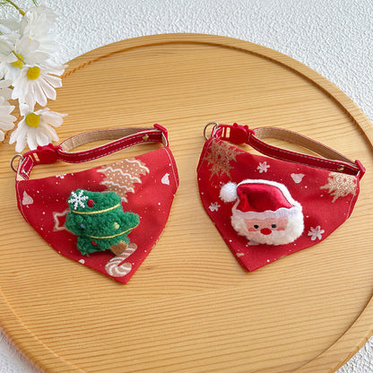 Christmas New Pet Triangle Scarf Collar Cute Cat Christmas Accessories Dog Collar Red Elk