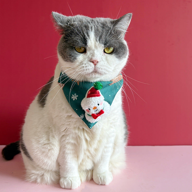 Christmas New Pet Triangle Scarf Collar Cute Cat Christmas Accessories Dog Collar Red Elk