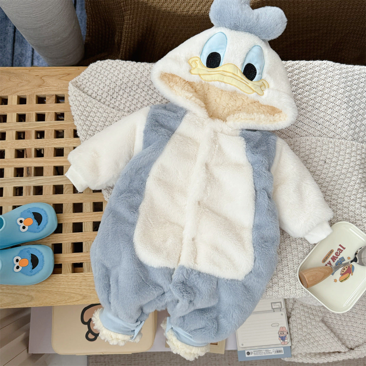Baby Fleece Jumpsuit – Soft Hooded One-Piece Romper for Newborns & Toddlers