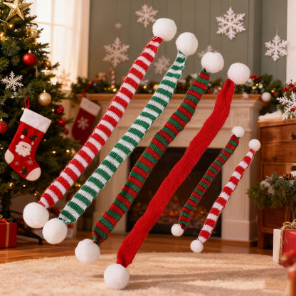 6pcs Christmas Knitted Cat Scarf Polyester Small Fur Ball Decorative Toy Accessories Scarf Pet Scarf