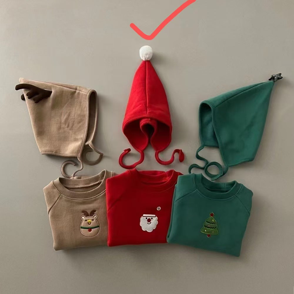 Baby Christmas Outfit for Autumn and Winter, Infant and Toddler One-Piece Fleece-Lined Thickened Romper for Warmth
