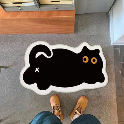 Cute Cat Bedroom Bedside Blanket Bathroom Bathroom Kitchen Waterproof Non-Slip Quick-Drying Foot Mat Imitation Cashmere Floor Mat