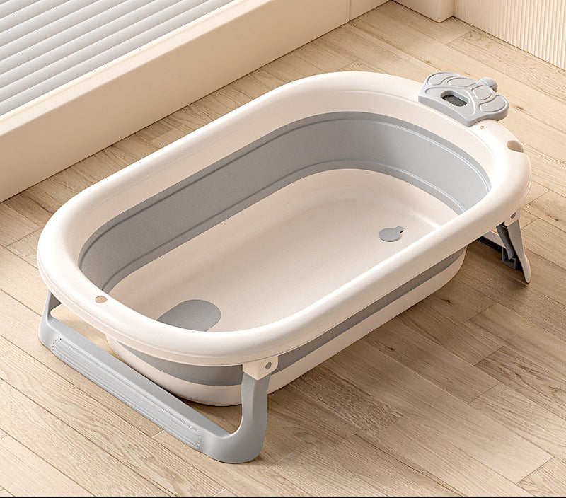 Foldable Baby Bathtub with Temperature Display & Bath Support – Space Saving Infant Toddler Tub with Non-Slip Legs