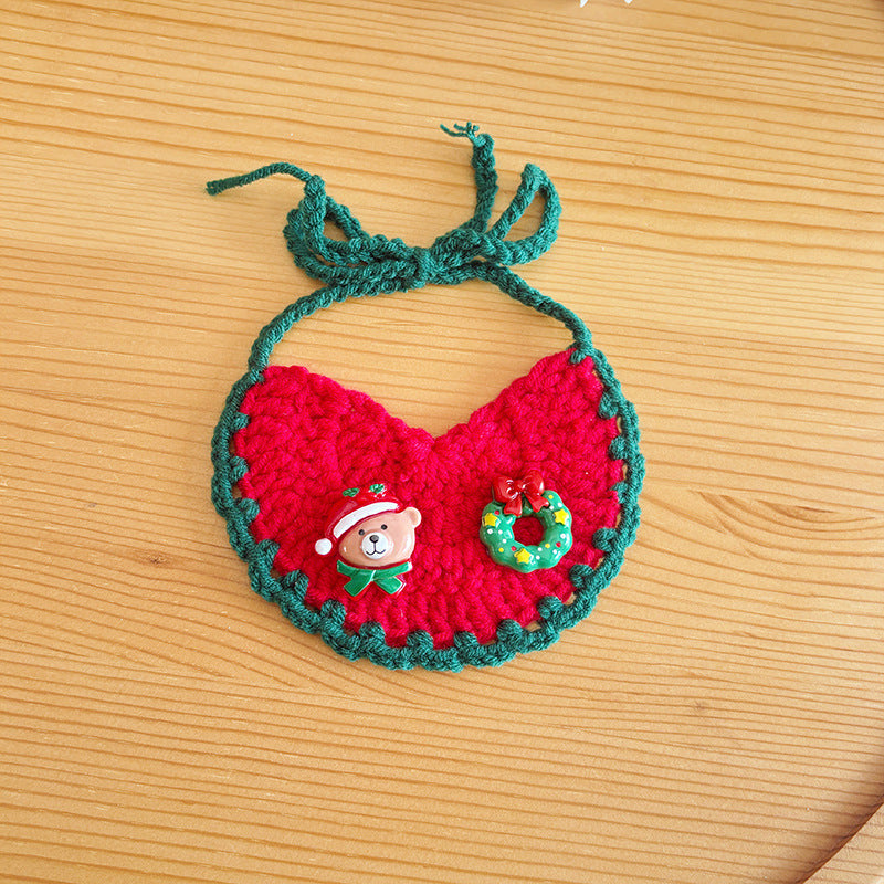 Pet Christmas Scarves, Cat Scarves, Dog Bibs, Accessories, Yarn Santa Bibs