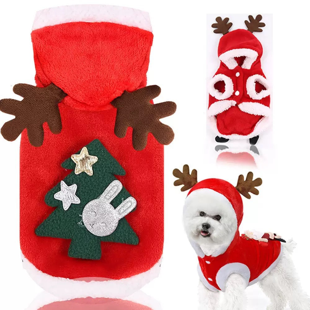 Pet Puppy Christmas Series Fleece Autumn and Winter Warm Clothes Bichon Teddy Pomeranian Cat Winter