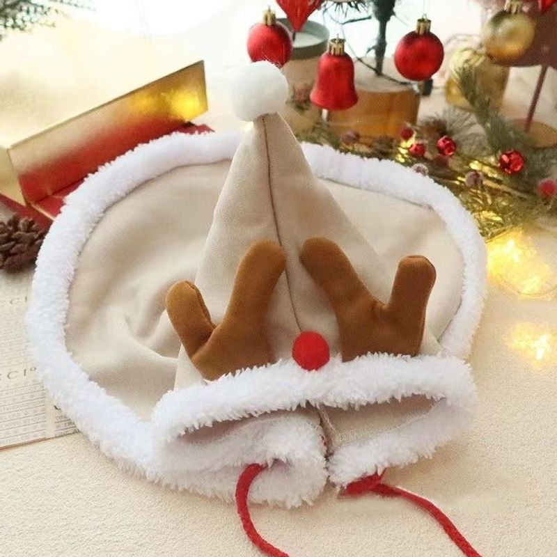 Cute Christmas Cape for Cats and Dogs, Warm Winter Pet Shawl With Deer Antlers for Funny Photos and New Year Celebrations