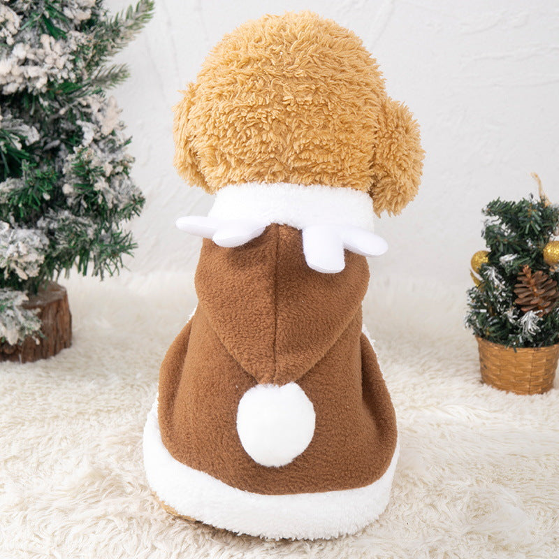 Pet Dog Cat Christmas Clothes Deer Cloak Antler Shawl Cloak Christmas Dress up Elk Cloak
