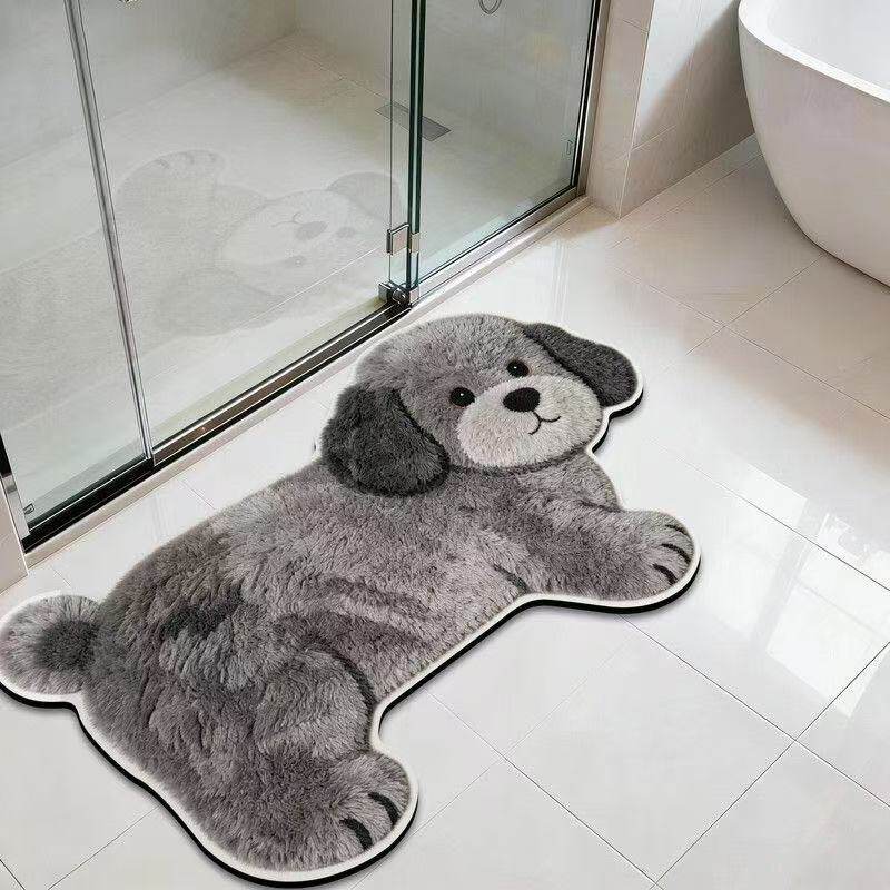 Diatom Mud Cute Pet-Themed Diatomaceous Earth Mat for Bathroom