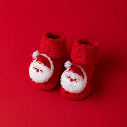Set of 5 Christmas Baby Socks, Warm Non Slip Newborn Socks, Cute Holiday Socks for Baby Boys and Girls