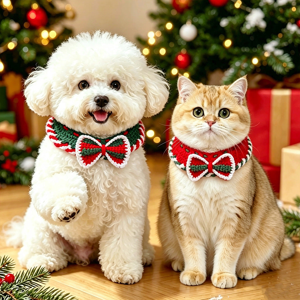 Pet Christmas Scarves, Cat Scarves, Dog Bibs, Accessories, Yarn Santa Bibs