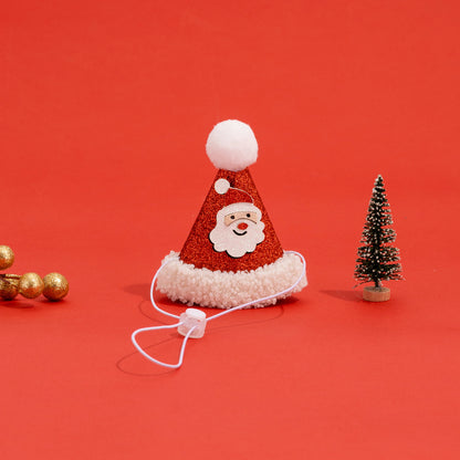 Pet Christmas suit Cat Scarf Headwear Scarf Medium and Small Dog Knitted Wool Hanging Hair Ball Elk