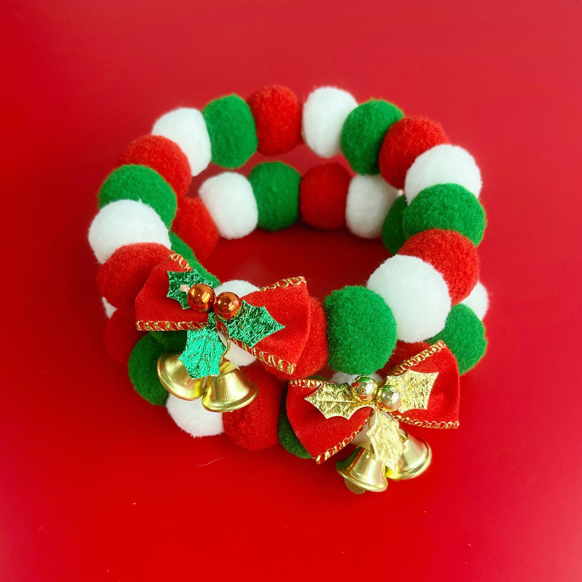 Pet Christmas Bow Collar Cat Bib Christmas Bell Cute Dog Decorations Necklace