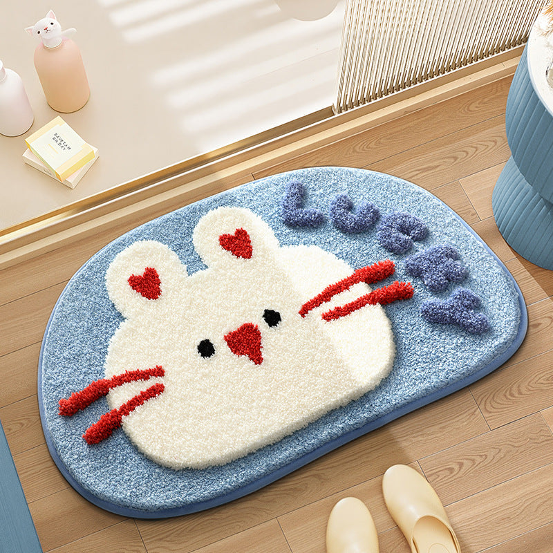 Cute Bathroom Non-Slip Mat, Funny Shaped Velvet Foot Mat, Home Bathtub Mat Home Decor