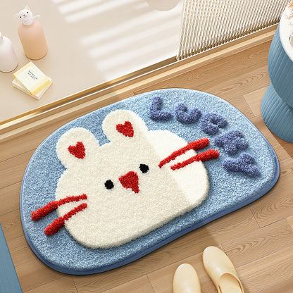Cute Bathroom Non-Slip Mat, Funny Shaped Velvet Foot Mat, Home Bathtub Mat Home Decor