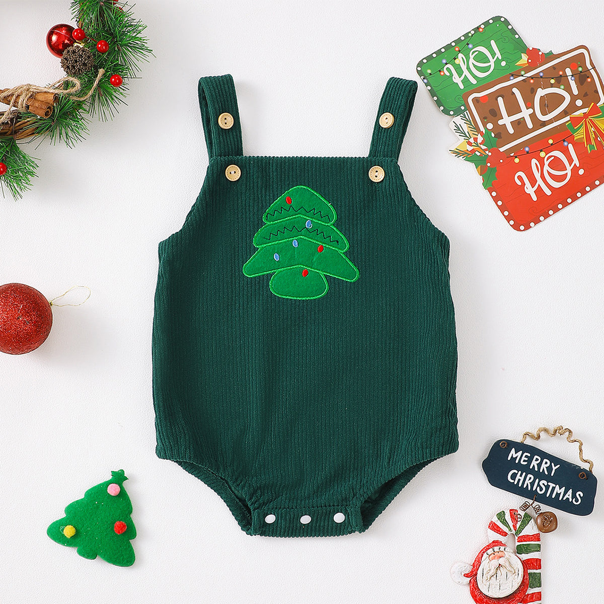 Baby Christmas Sleeveless Jumpsuit, Christmas Baby Gift, Cute Xmas Vibe Jumpsuit