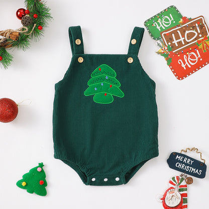 Baby Christmas Sleeveless Jumpsuit, Christmas Baby Gift, Cute Xmas Vibe Jumpsuit