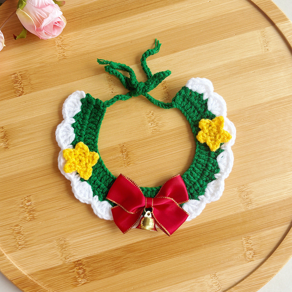 Pet Christmas Scarves, Cat Scarves, Dog Bibs, Accessories, Yarn Santa Bibs